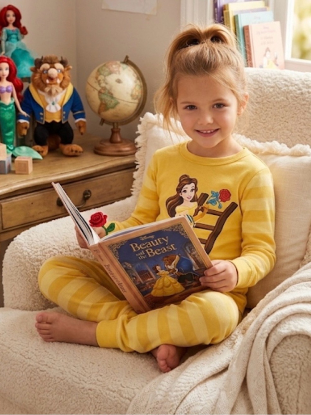 Hanna Andersson Disney Beauty and the Beast Belle Organic Cotton Pajama Set 10
